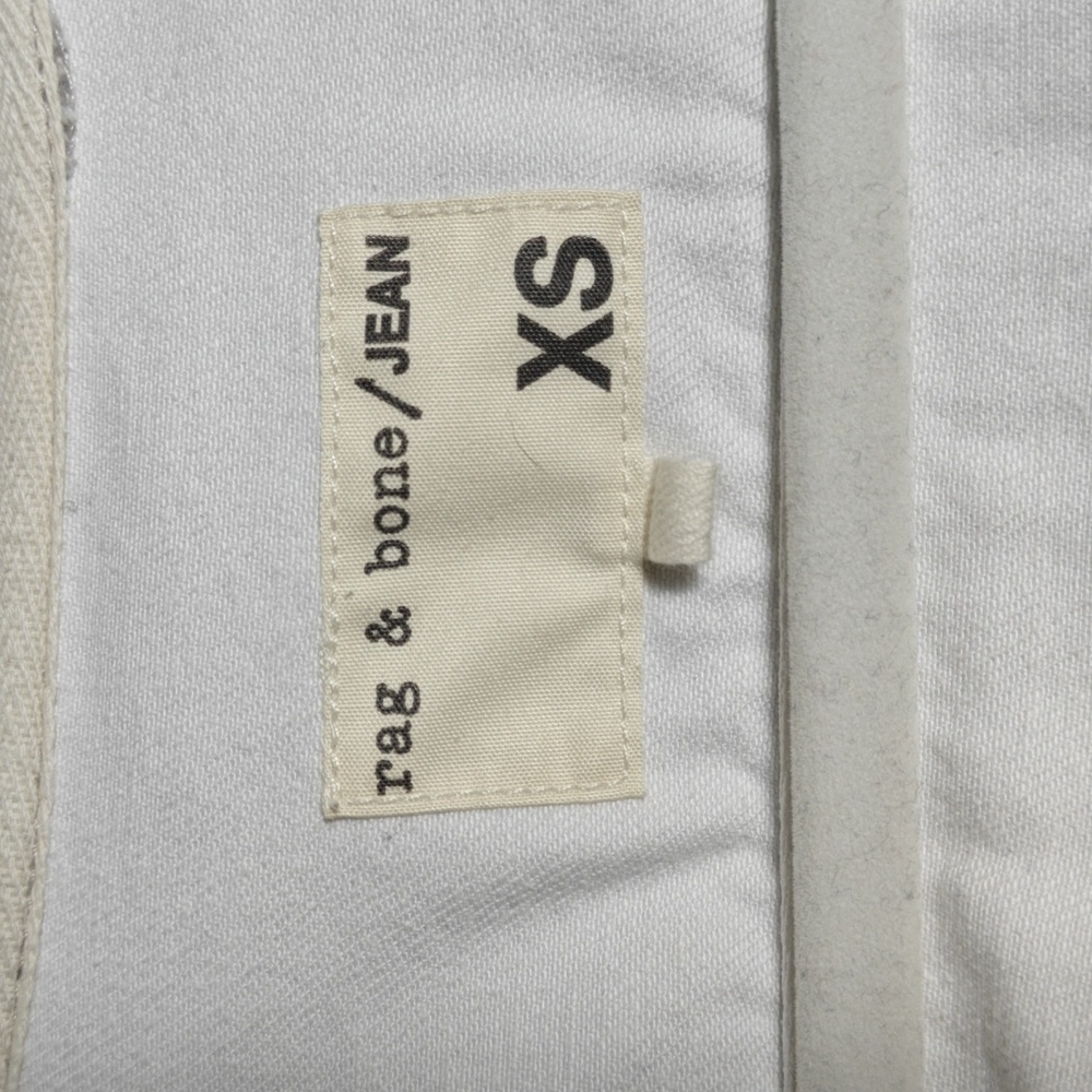 RAG & BONE / JEAN Button Up White Jean Jacket With Gray Hood Size Xsmall - Picture 2 of 16